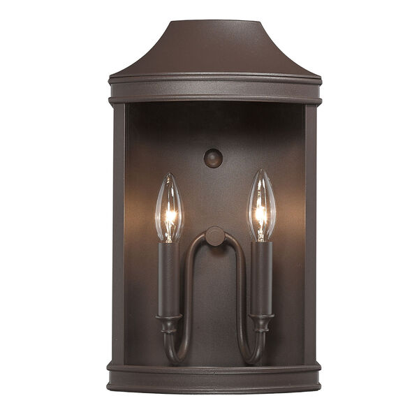 Cohen Textured Bronze Two-Light Outdoor Wall Sconce with Clear Glass Shade, image 3